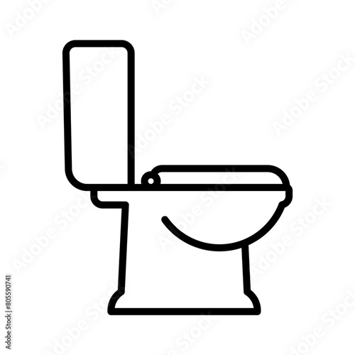 Toilet, line icon. Linear illustration of toilet bowl, side view. Minimalist pictogram, editable stroke, simple icon.