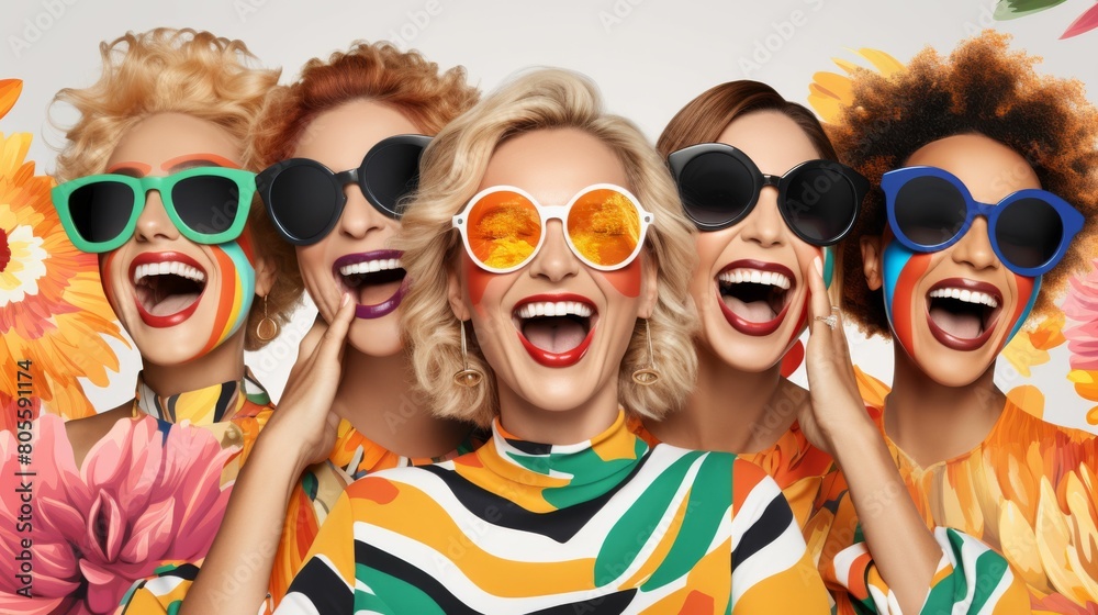 Group of Women Wearing Sunglasses Group of Women Wearing Sunglasses