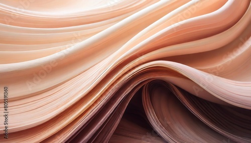 graphic design background with modern soft curvy waves background design with light peach dim peach and dark peach color photo
