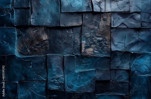 Cracked blue tiles texture