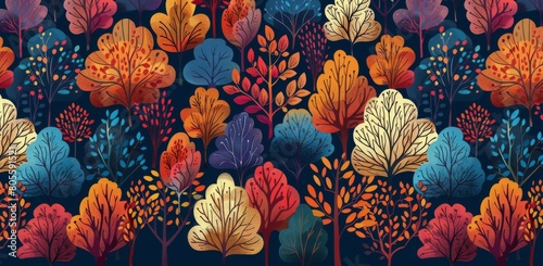 A Large Group of Colorful Leaves on a Black Background