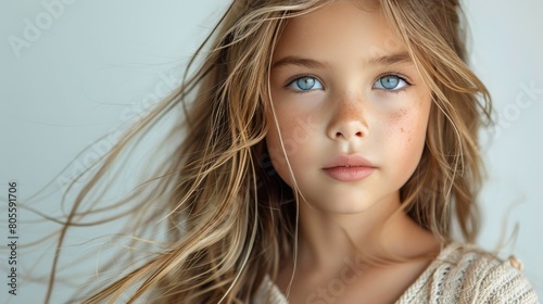 Young Girl With Blue Eyes and Long Hair