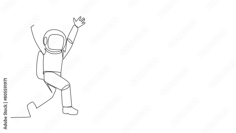 Animated self drawing of one line drawing young astronaut running to celebrate the success of business. Like a football player who scores goal, he doing celebrates. Full length single line animation Animated self drawing of one line drawing young astronaut running to celebrate the success of business. Like a football player who scores goal, he doing celebrates. Full length single line animation