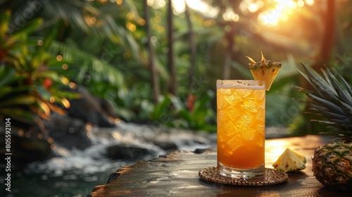 Pineapple Drink With Slice of Pineapple