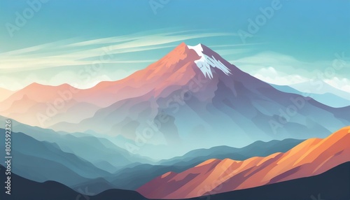 vector illustration mountain and sky color bright photo