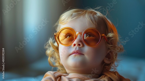Little Boy Wearing Orange Glasses