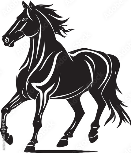 Arabian Horse Profile Vector Illustration with Exquisite Details