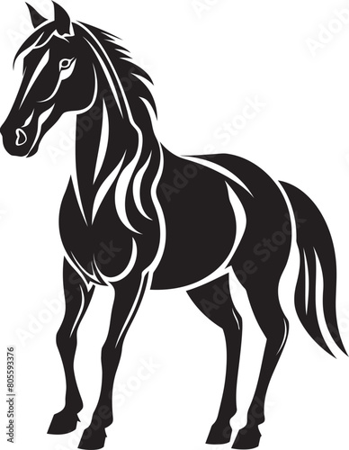 Horse Galloping in Storm Vector Graphic of Nature Power