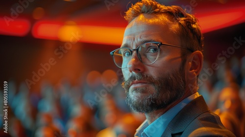 Man Standing in Front of Crowd of People