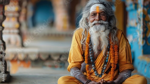 Man With Long White Beard Sitting on Ground