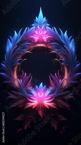 Blue and Pink Flower Against Black Background