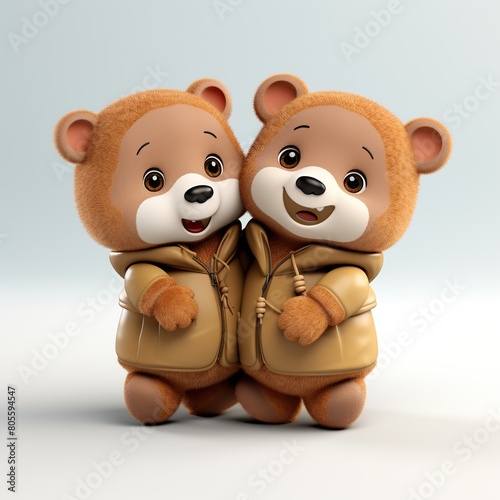 Cartoon cute bears hugging. Happy hug day.