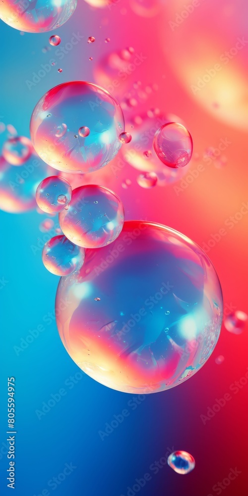 Floating Bubbles on Blue and Red Background Floating Bubbles on Blue and Red Background