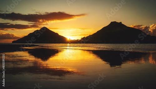 sunset reflecting in the water in fiji © Marsha