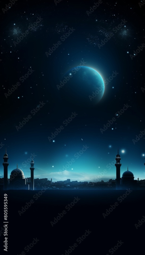 Moon and Stars Illuminating Night Sky Moon and Stars Illuminating Night Sky