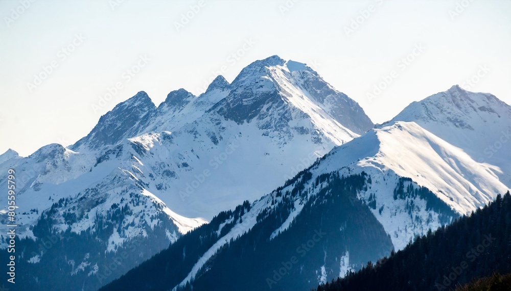 snowy mountains peaks separated on white background