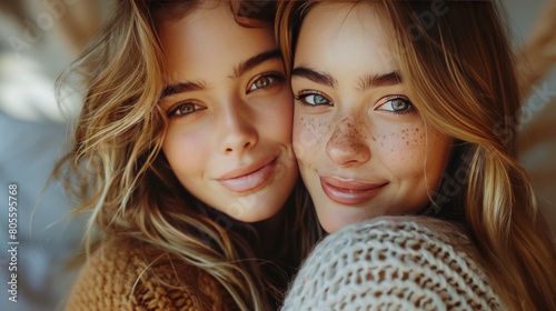 Two Young Girls Posing for a Picture