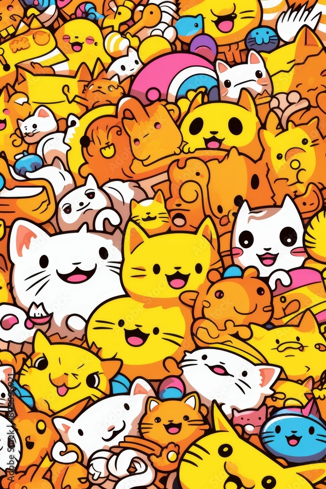 Obraz premium Cluster of Cats Gathering Together