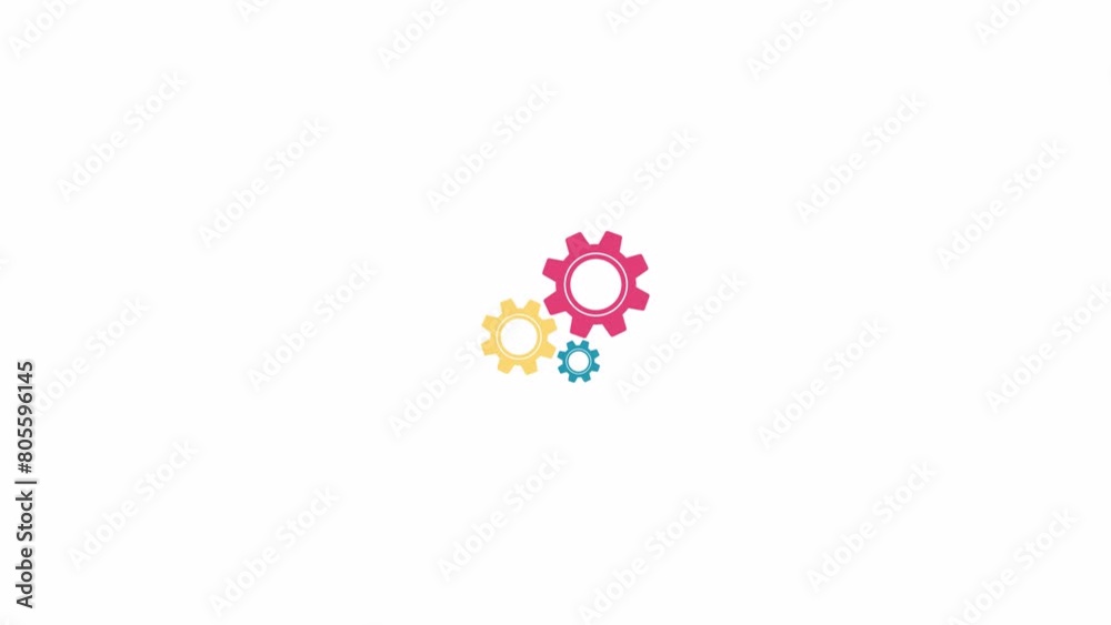 cogwheel gear spinning around animation on white background, alpha channel. 4k videos