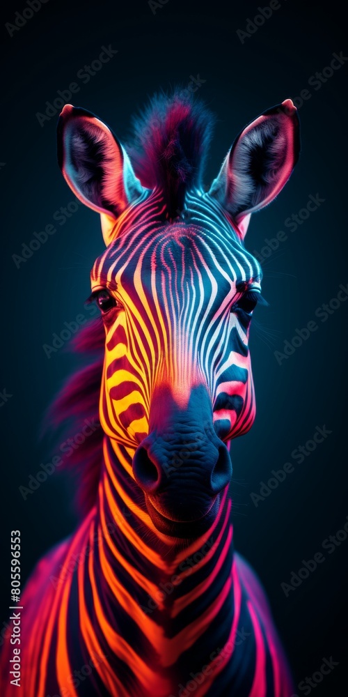 Close-Up of Zebra on Black Background Close-Up of Zebra on Black Background