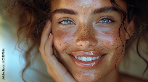 Close Up of a Woman With Freckles on Her Face