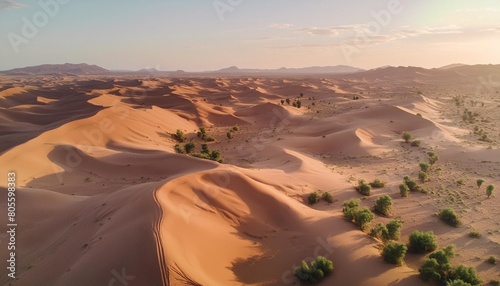 sand dunes in desert landscape aerial view of the dunes beautiful sand dunes in the sahara desert generative ai