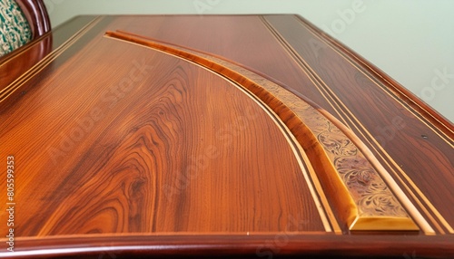 a traditional beveled edge on a mahogany dining table background image