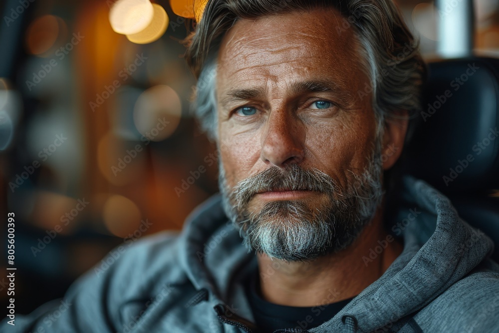 Portrait of a mature man with a thoughtful expression and grey hair Portrait of a mature man with a thoughtful expression and grey hair