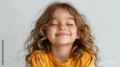 Little Girl With Curly Hair Smiling at the Camera