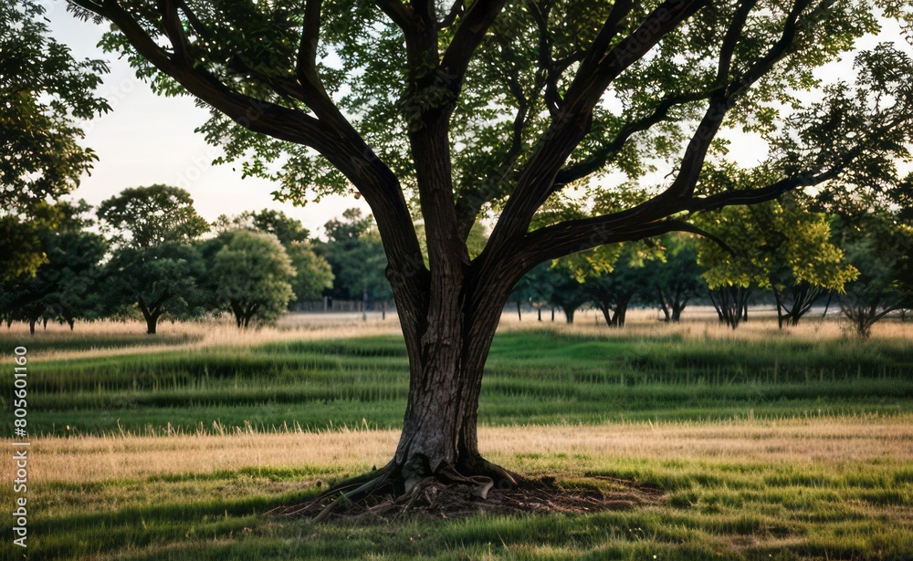 Fototapeta premium professional photograph of single tree in sunset