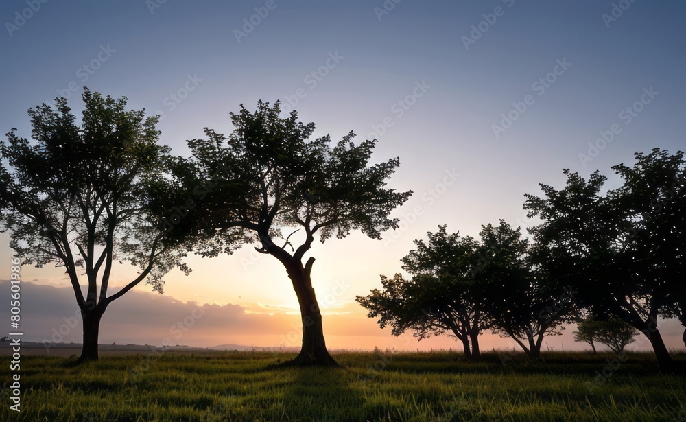 Fototapeta premium professional photograph of single tree in sunset