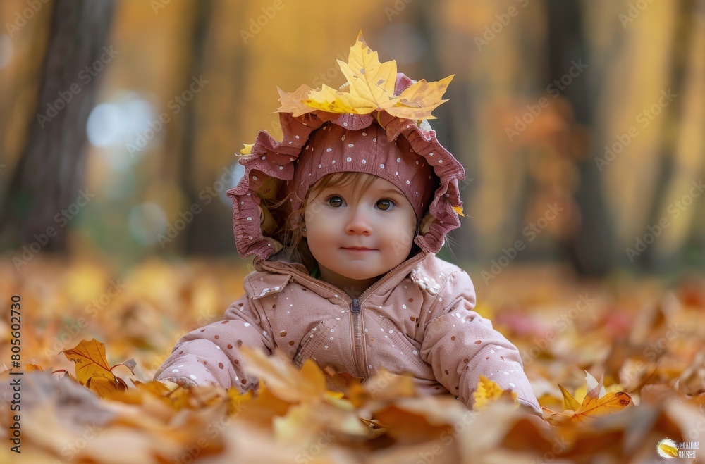 Little Girl Laying in Tree Leaves Little Girl Laying in Tree Leaves
