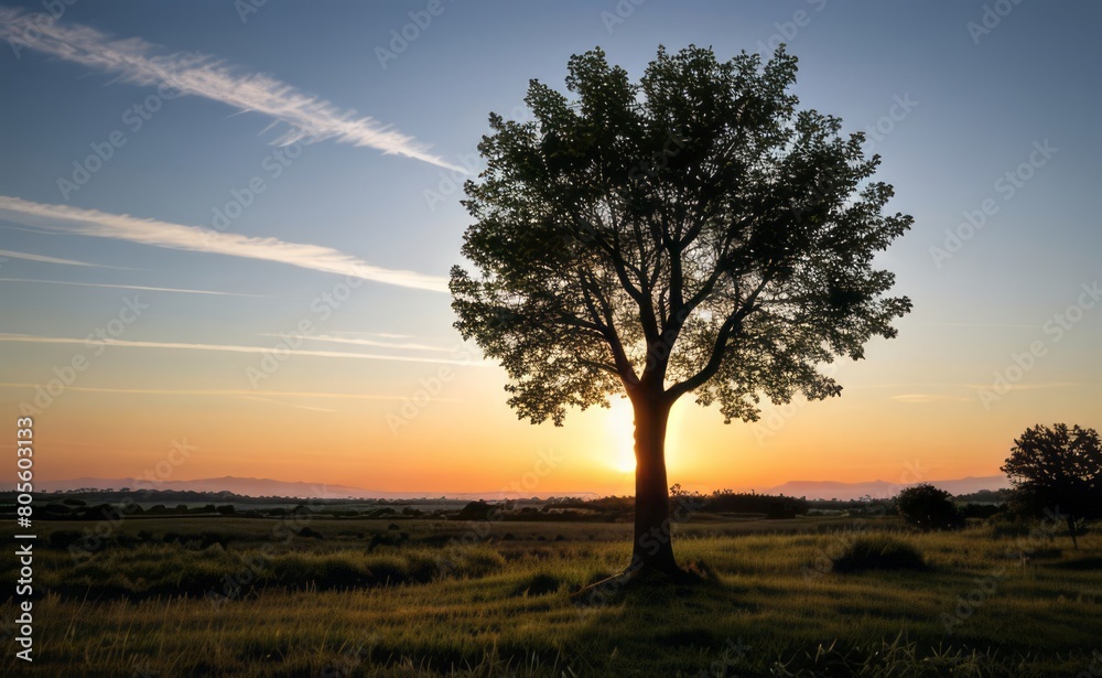Obraz premium professional photograph of single tree in sunset