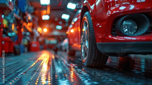 Red Car Parked in Garage © olegganko