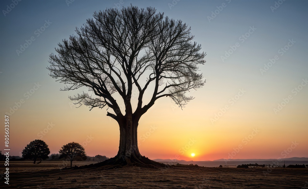 Naklejka premium professional photograph of single tree in sunset
