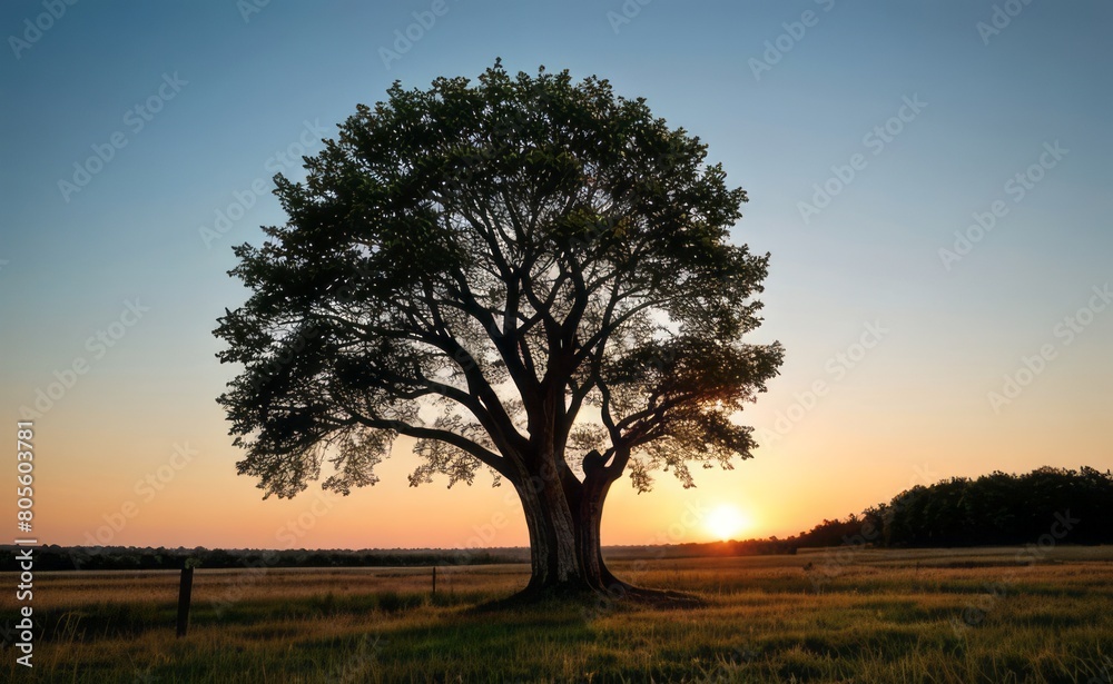 Obraz premium professional photograph of single tree in sunset