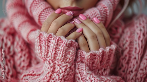 Close Up of Person Wearing Pink Sweater