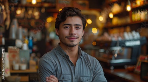 Man Standing in Front of a Bar