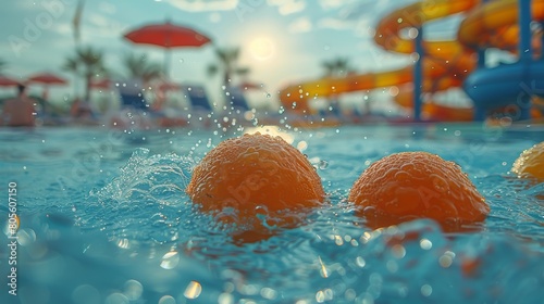 Water Slide in the Middle of Swimming Pool