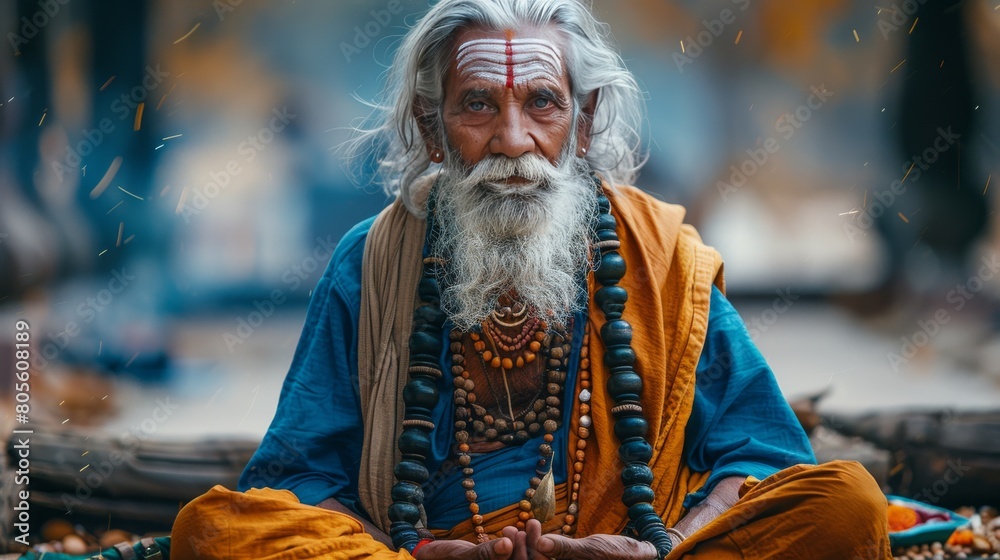 Man With Long White Beard Sitting on Ground