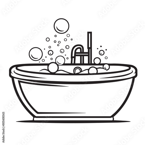 Bathtub in cartoon, doodle style. Image for t-shirt, web, mobile apps and ui. Isolated 2d vector illustration in logo, icon, sketch style, Eps 10. AI Generative