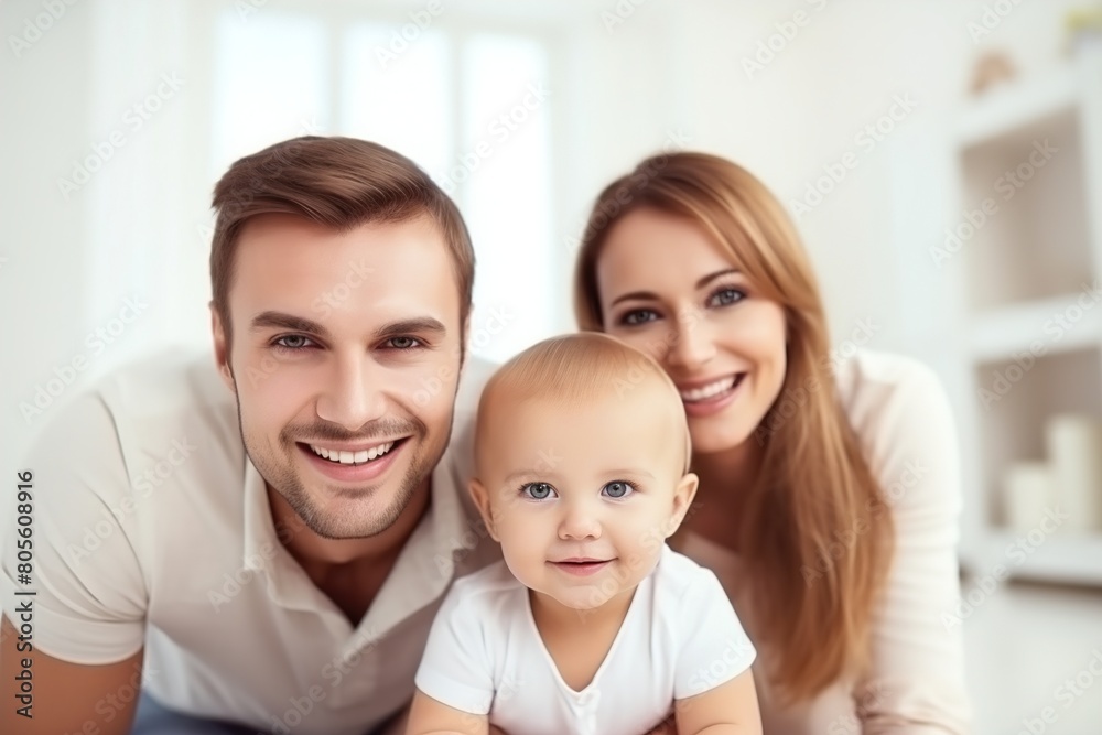 A happy family of a man, a woman and a baby A happy family of a man, a woman and a baby