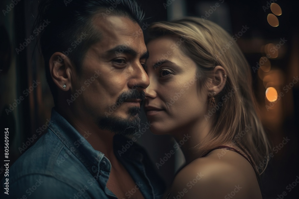 A man and a woman are hugging each other A man and a woman are hugging each other