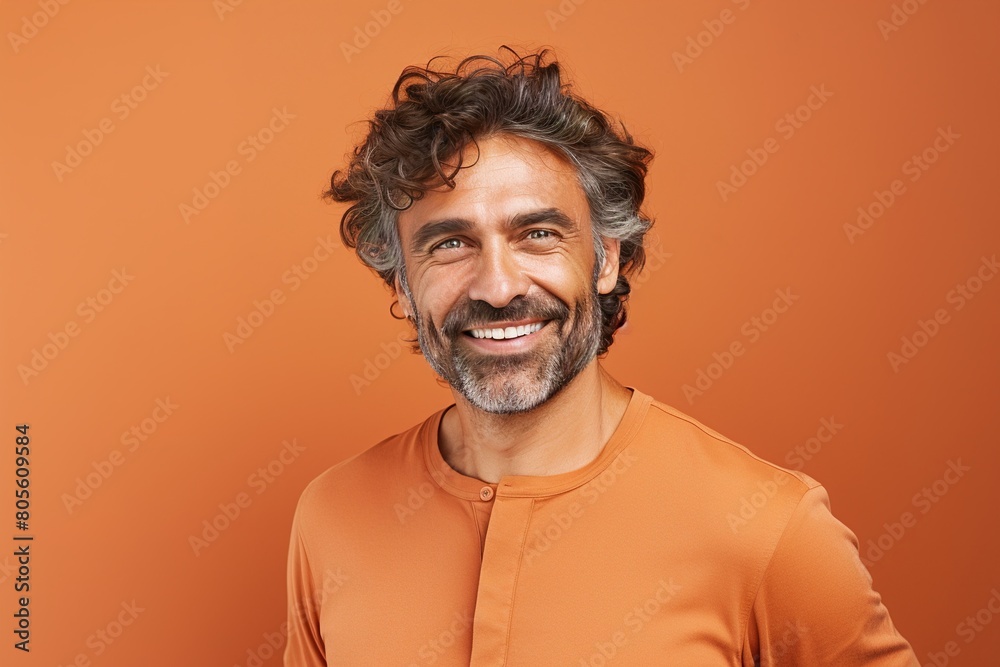 A man with a beard and gray hair is smiling at the camera A man with a beard and gray hair is smiling at the camera