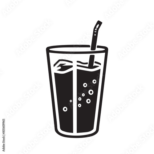 Soft drink in cartoon, doodle style . Image for t-shirt, web, mobile apps and ui. Isolated 2d vector illustration in logo, icon, sketch style, Eps 10, black and white. AI Generative