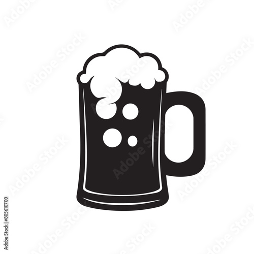 Beer mug with foam in cartoon, doodle style . Image for t-shirt, web, mobile apps and ui. Isolated 2d vector illustration in logo, icon, sketch style, Eps 10, black and white. AI Generative