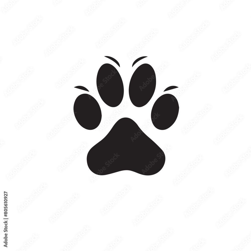 Paw pet in cartoon, doodle style . Image for t-shirt, web, mobile apps and ui. Isolated 2d vector illustration in logo, icon, sketch style, Eps 10, black and white. AI Generative