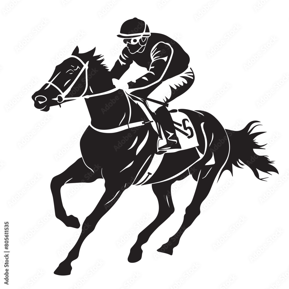 Horse and jockey in cartoon, doodle style. Image for t-shirt, web, mobile apps and ui. Isolated 2d vector illustration in logo, icon, sketch style, Eps 10. AI Generative Horse and jockey in cartoon, doodle style. Image for t-shirt, web, mobile apps and ui. Isolated 2d vector illustration in logo, icon, sketch style, Eps 10. AI Generative