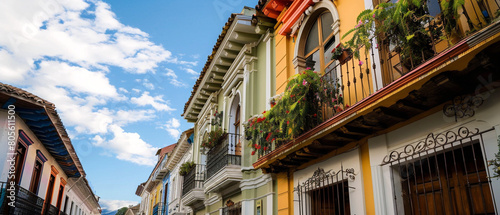 Quito's old town showcases Ecuadorian colonial-style buildings with colorful façades and historic charm.