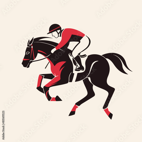 Horse and jockey in cartoon, doodle style. Image for t-shirt, web, mobile apps and ui. Isolated 2d vector illustration in logo, icon, sketch style, Eps 10. AI Generative